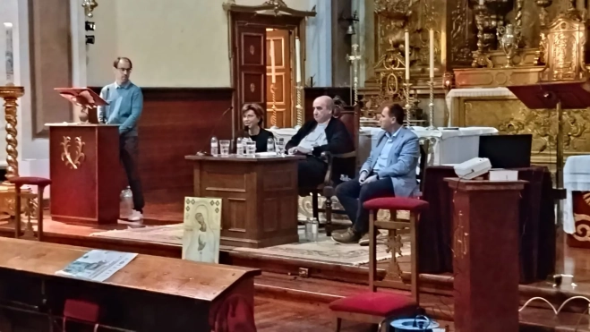 Miguel Barluenga, María Lozano, Padre Pedro Aguado y Jorge Fernández Crespo