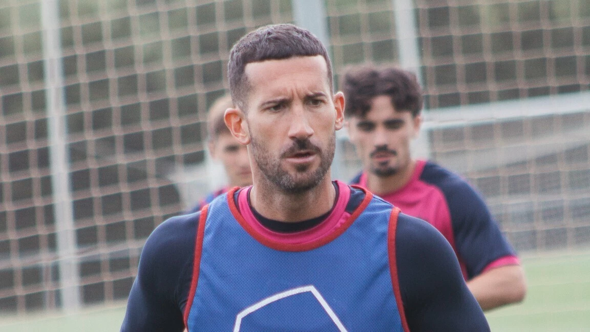 Óscar Sielva, en el entrenamiento de este viernes. Foto: SD Huesca