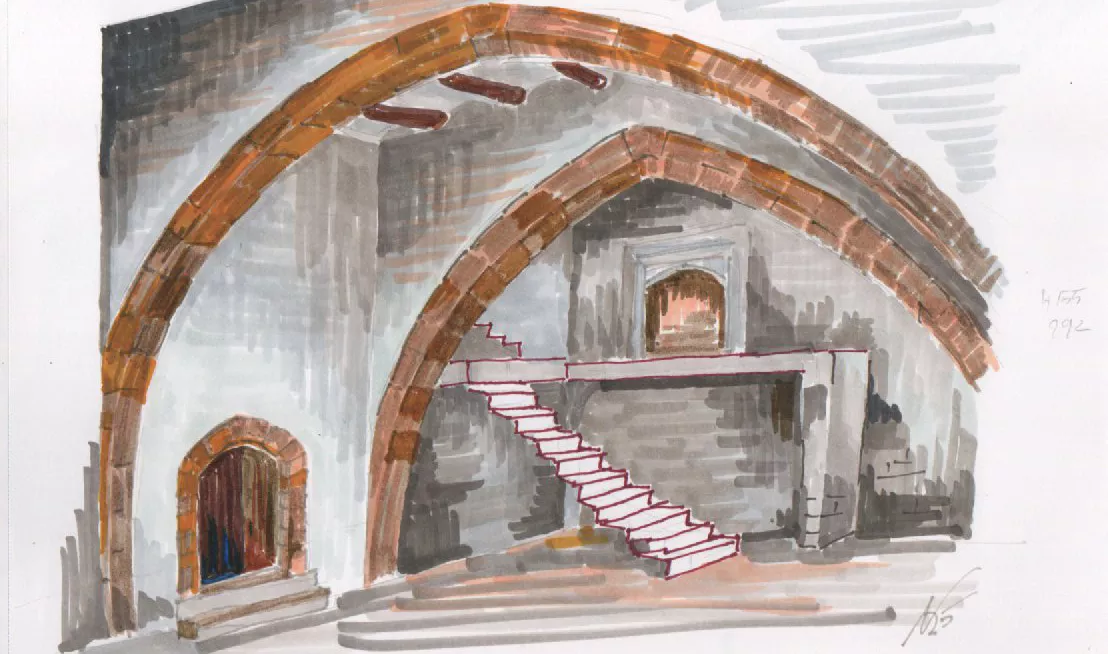 Presentación del nuevo libro de Antonio Naval Mas sobre el conjunto de la Catedral. Dibujo de Antonio Naval