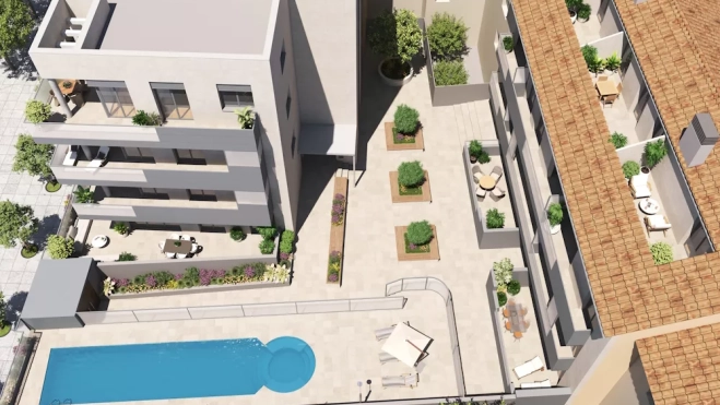 Zona privada con piscina. Zona privada con piscina.