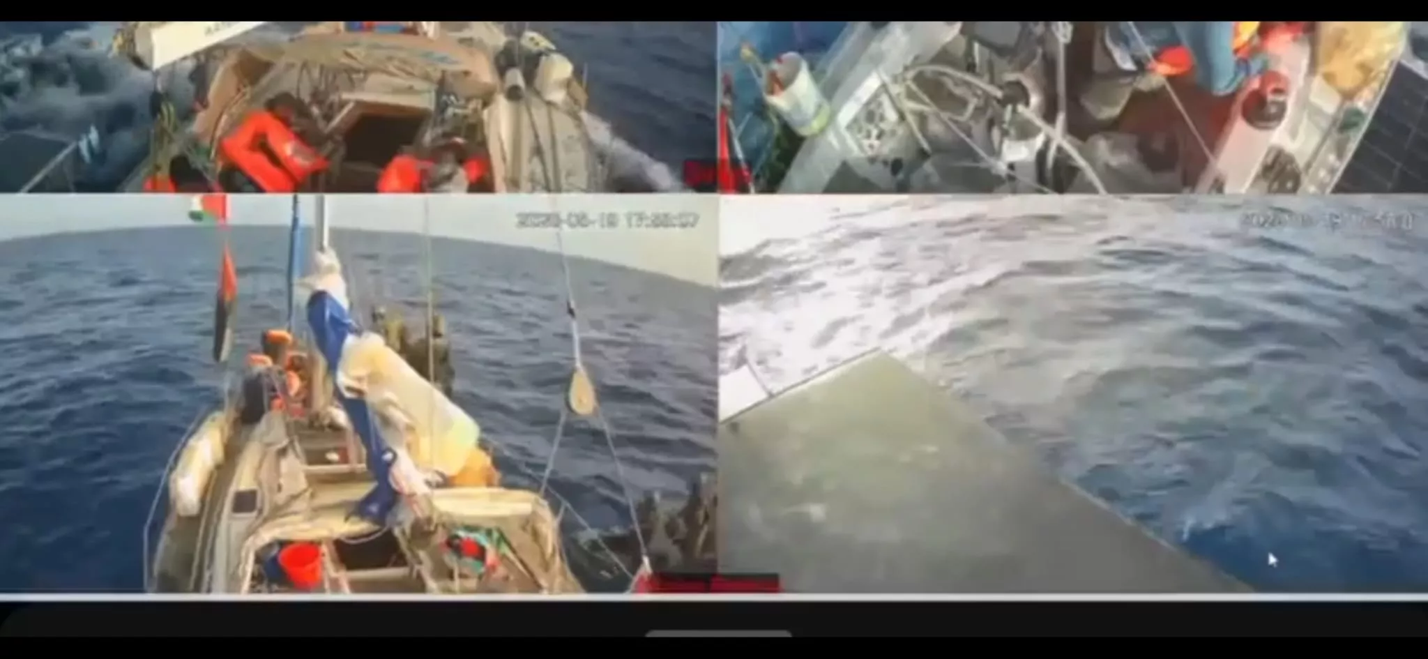 Embarcación en la que viajaba María. Un activista de Castejón de Sos y otra de Boltaña, incomunicados tras el asalto israelí a la flotilla rumbo a Gaza.