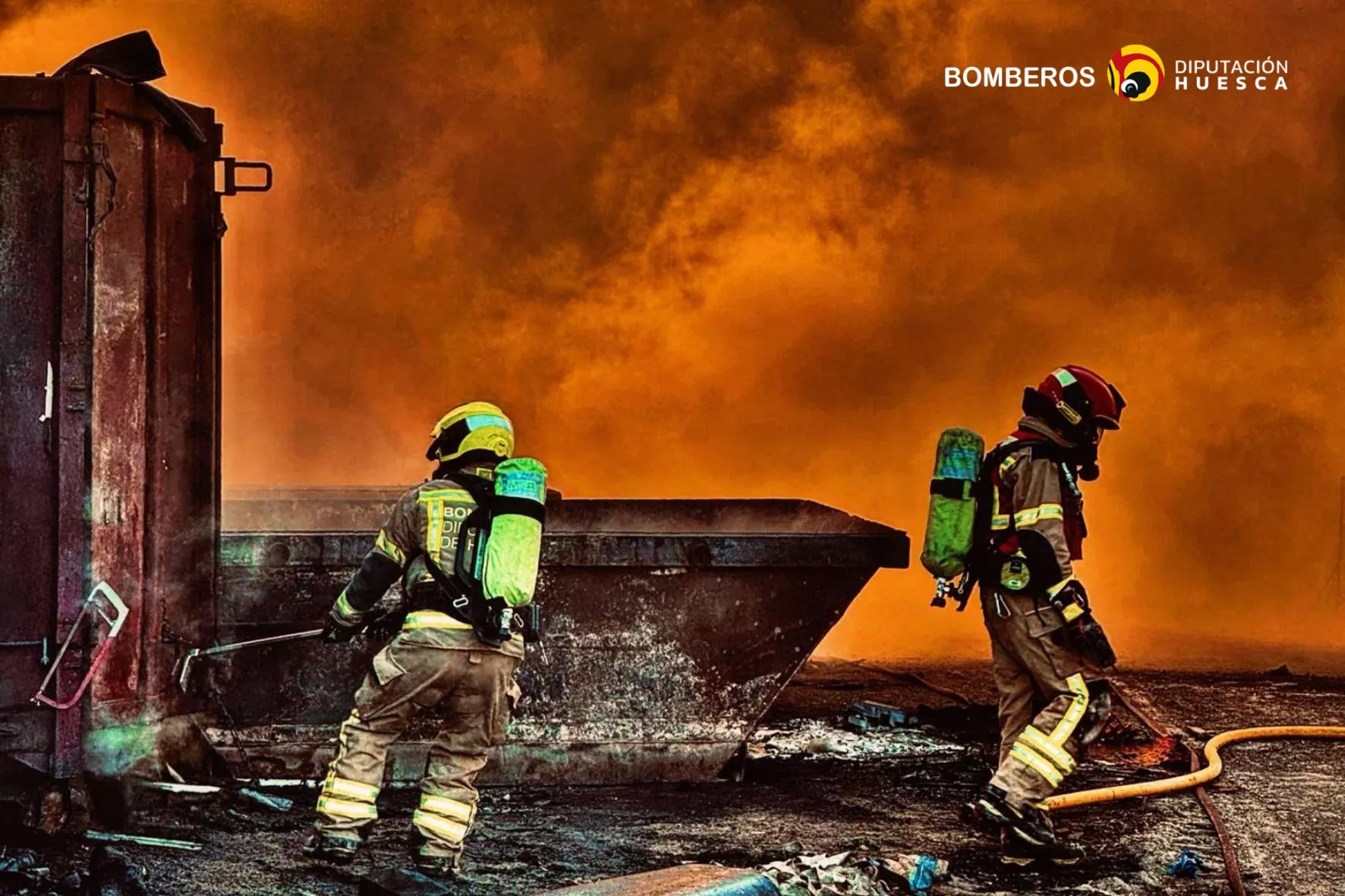 Intervención de los bomberos de la Diputación en Fraga