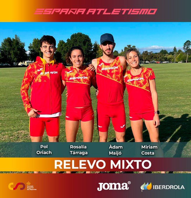 Imágenes del Mundial de Cross. Equipo del relevo mixto. Foto RFEA