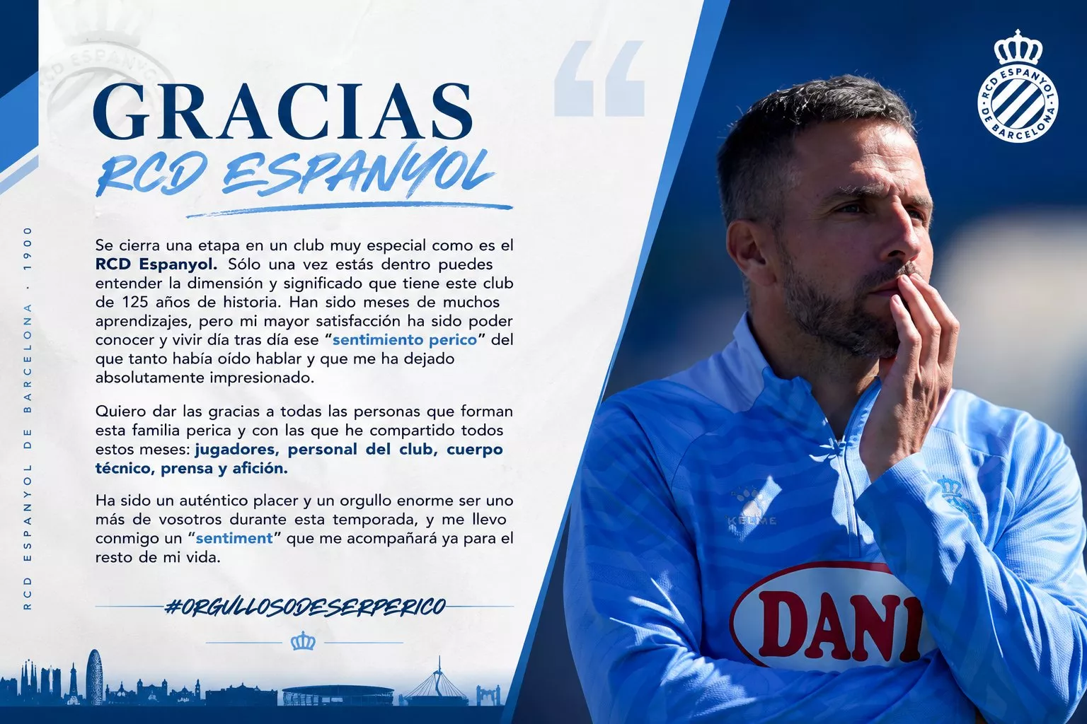 Jardiel se despide del Espanyol B: "Ha sido un auténtico placer"