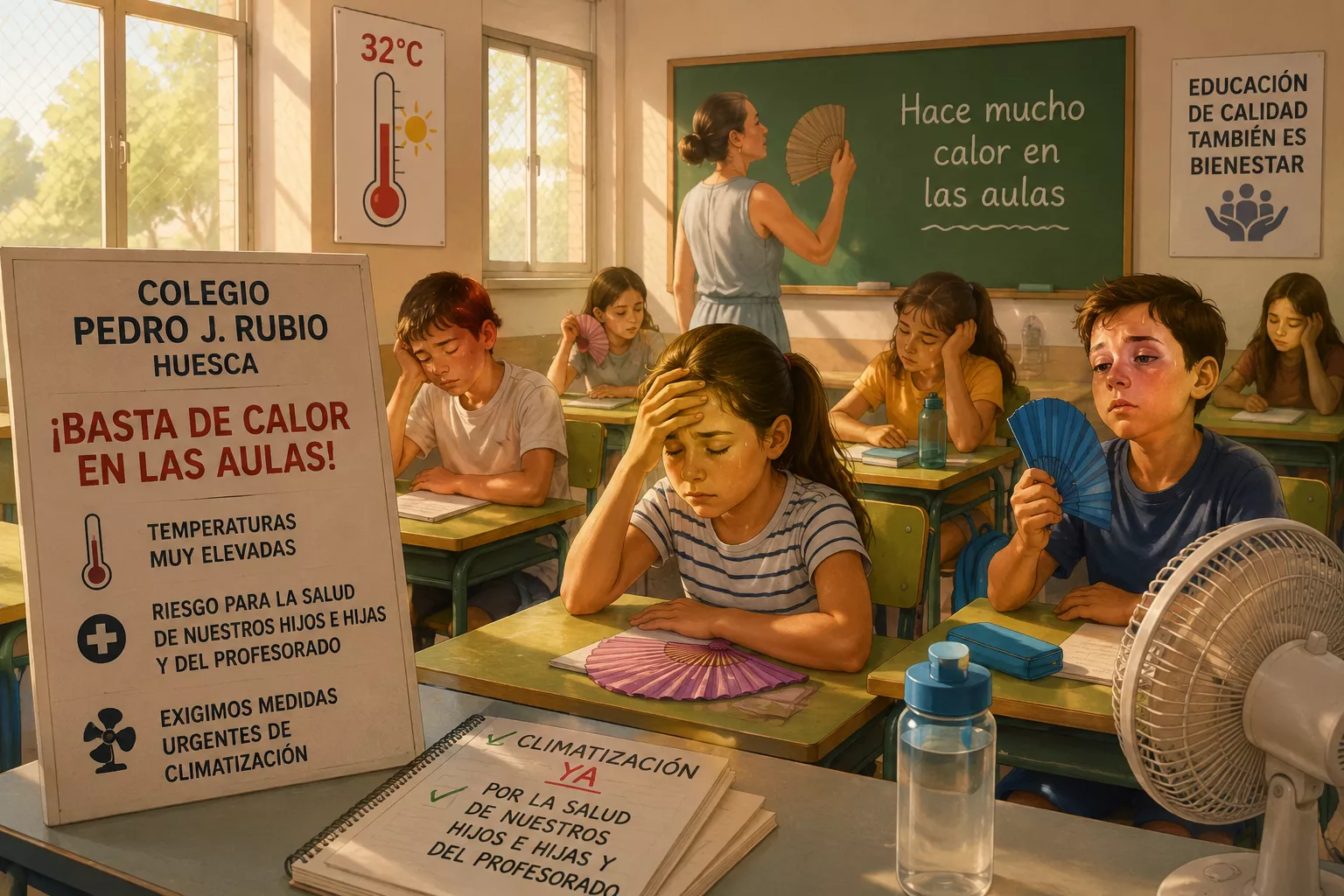 Familias del Pedro J. Rubio denuncian el calor extremo en las aulas.