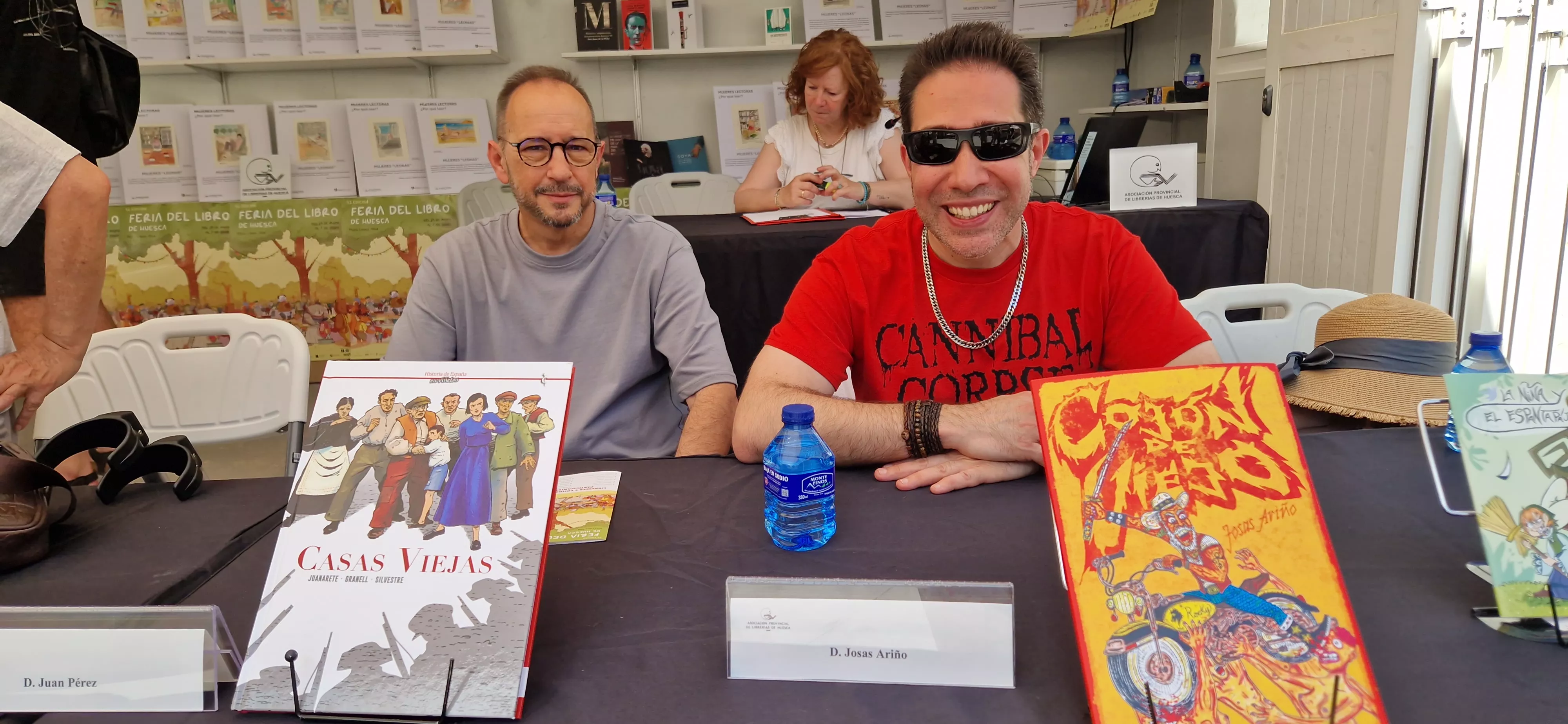 Juan Pérez, Josas Ariño. Feria del Libro de Huesca sábado 30 de mayo. Foto Myriam Martínez