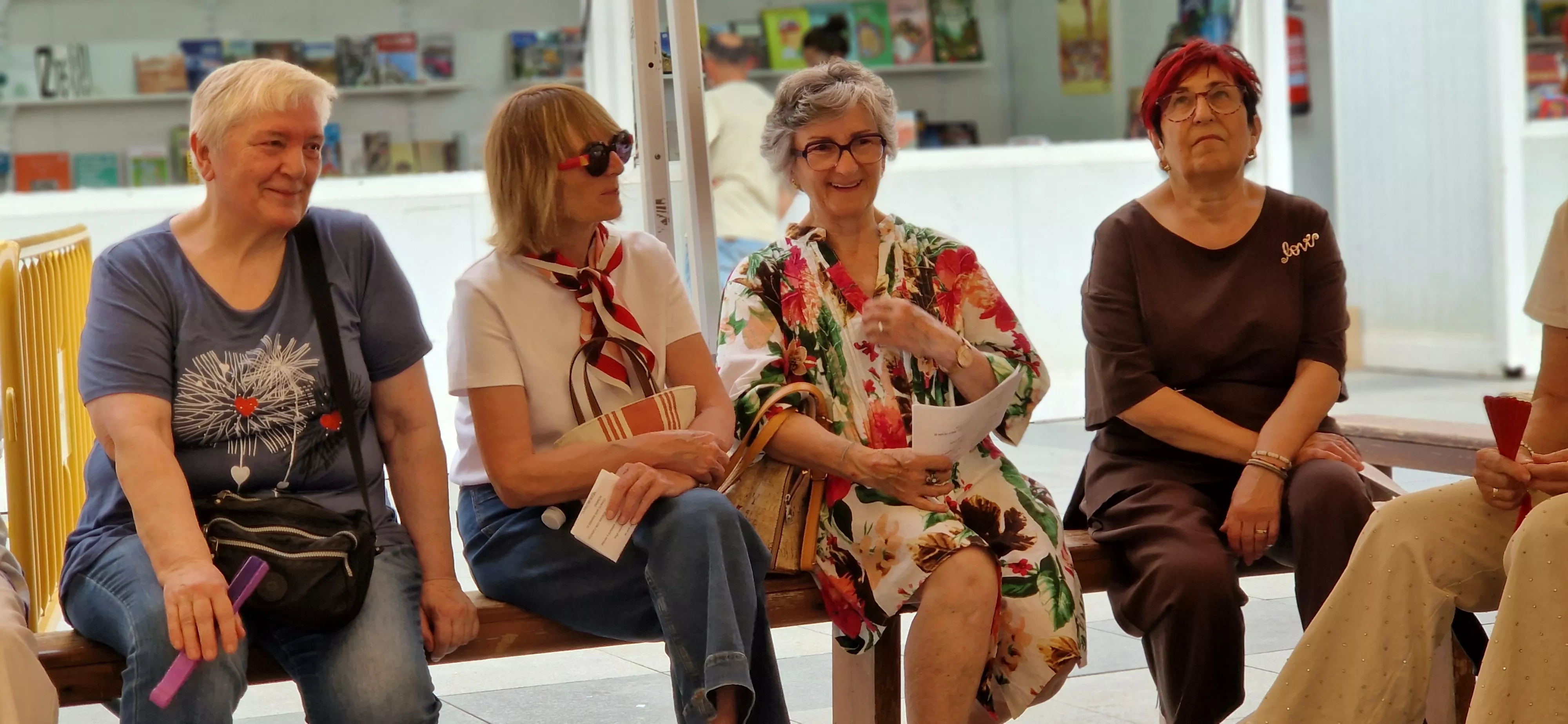 Presentación de podcast «¿Nos cuidamos? en la 42 Feria del Libro de Huesca el lunes 1 de junio. Foto Myriam Martínez