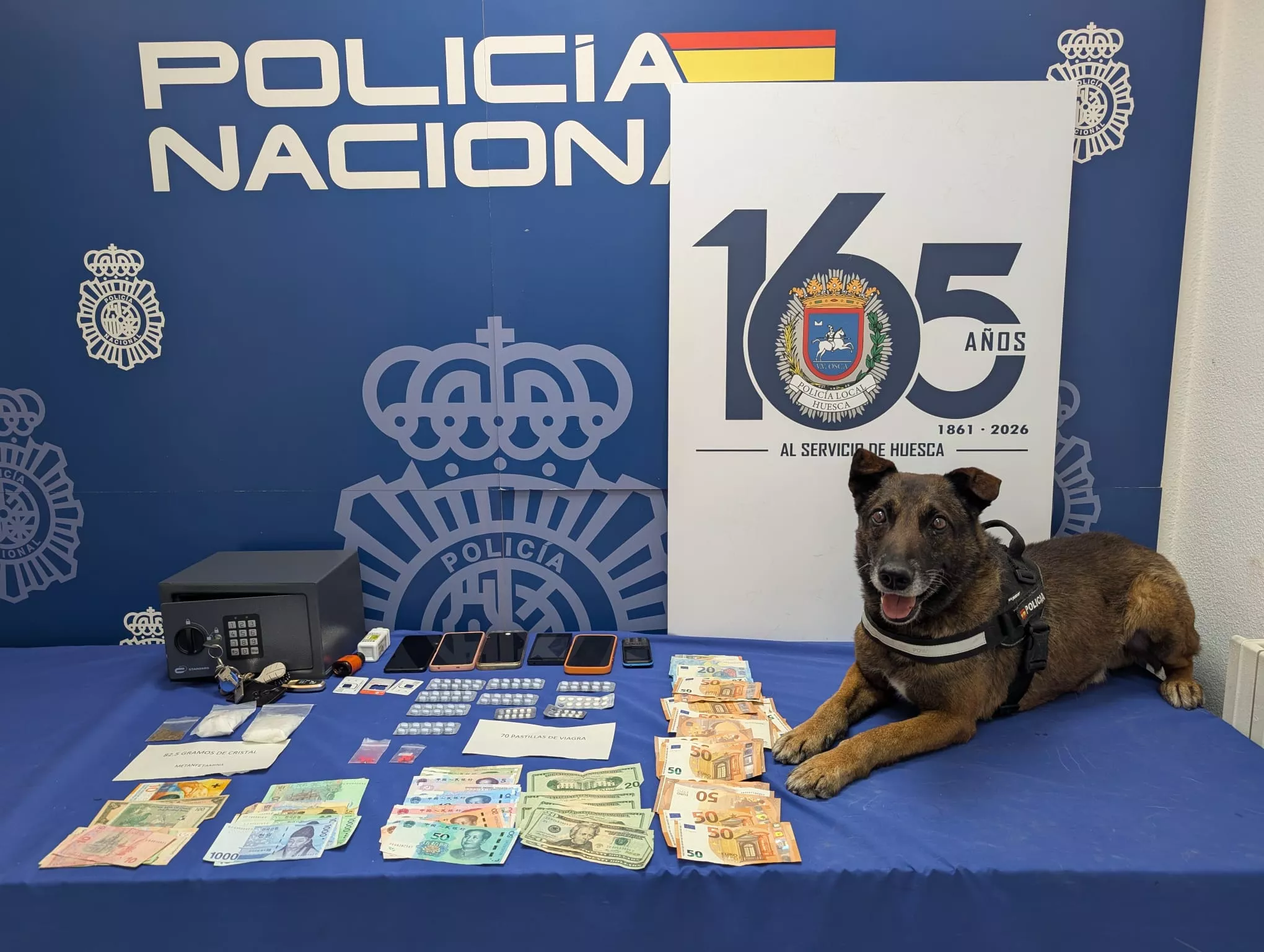 La Policía Nacional incauta 80 gramos de metanfetamina en un trastero ligado a un piso de prostitución en Huesca.