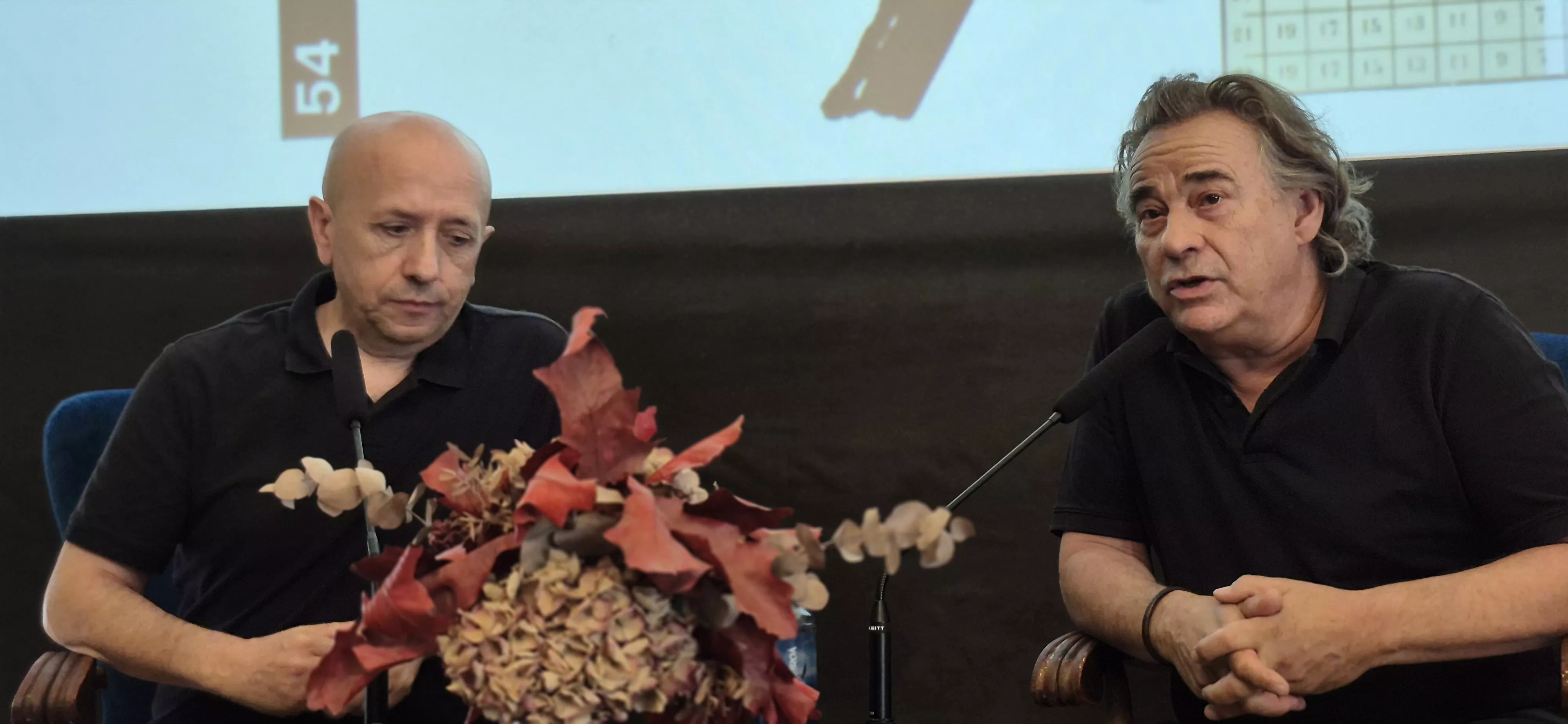 Luis Alegre y Eduard Fernández en el Festival Internacional de Cine de Huesca. Foto Myriam Martínez