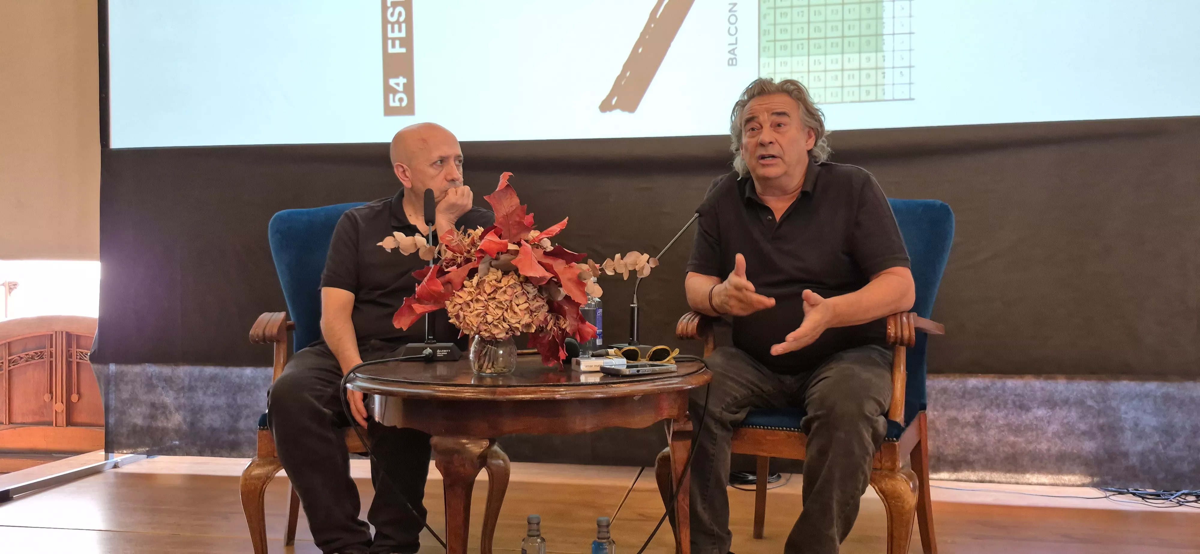 Luis Alegre y Eduard Fernández en el Festival Internacional de Cine de Huesca. Foto Myriam Martínez