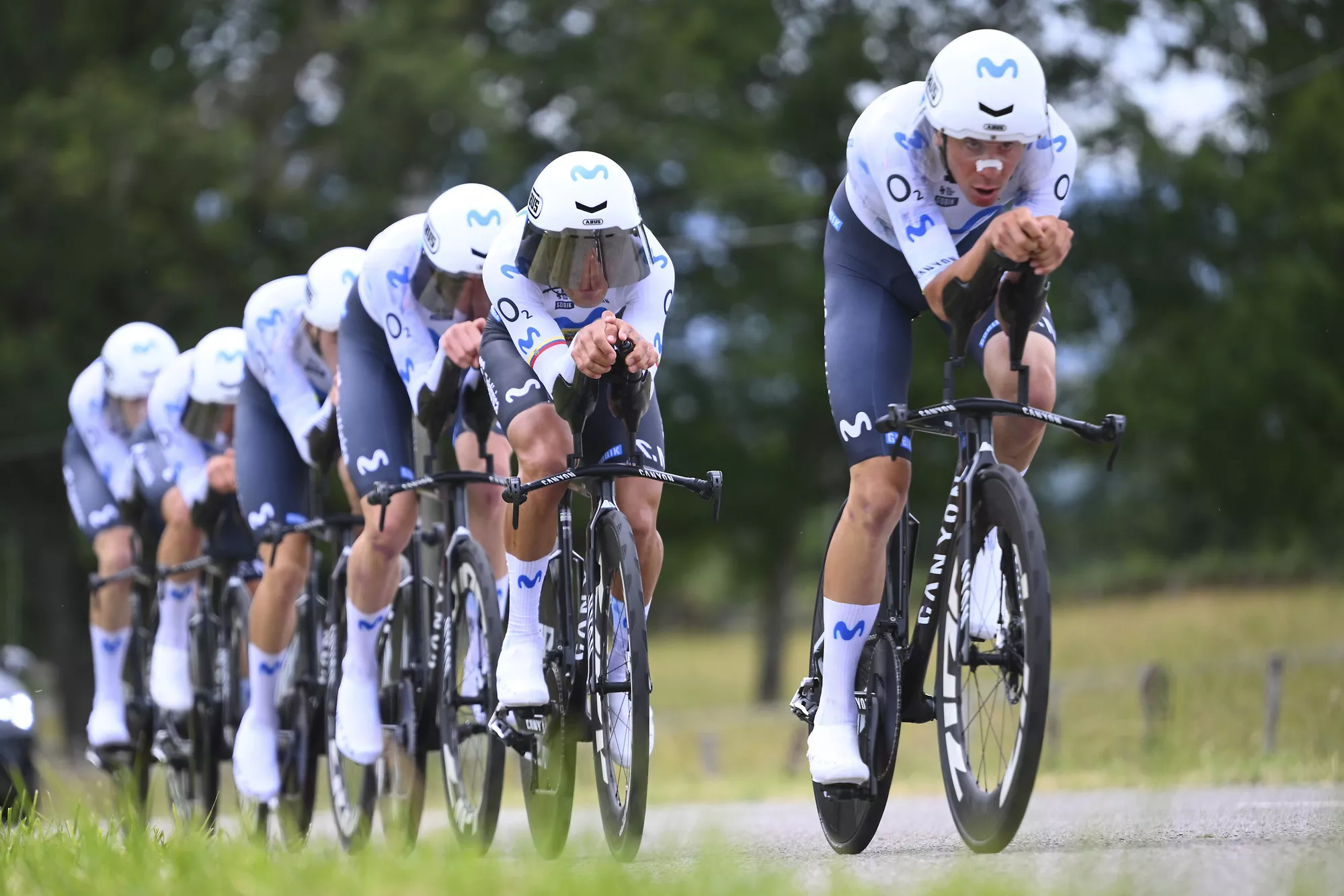 Séptimo puesto para Movistar en la contrarreloj del martes en el Tour Auvergne Rhone Alpes. Foto: @SprintCycling
