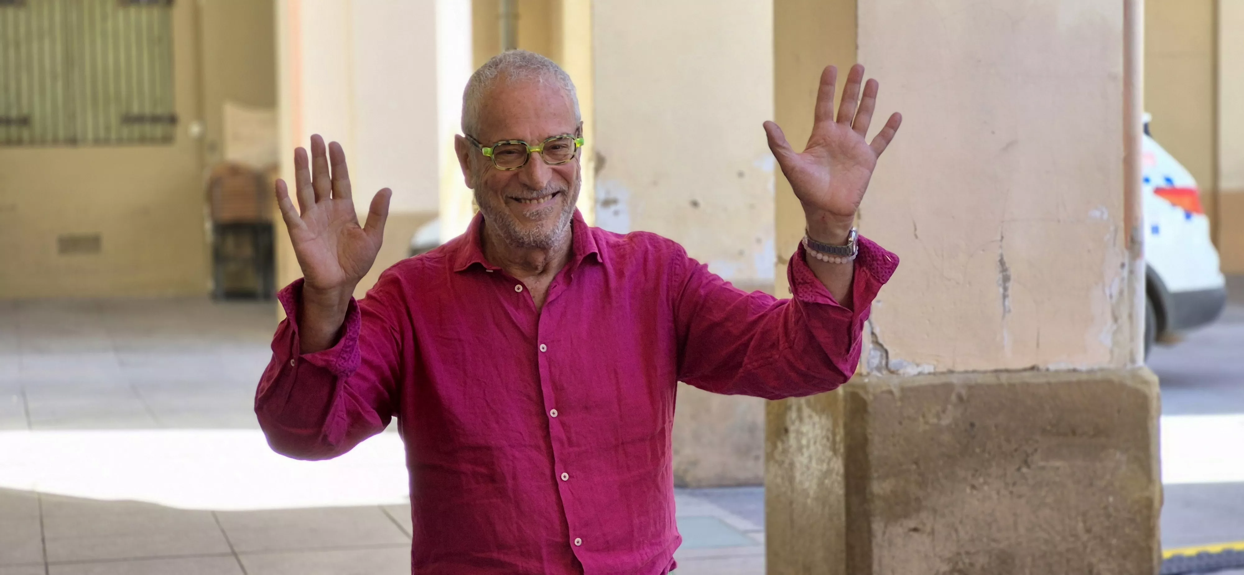 Vermú con Lluis Miñarro en el Festival de Cine de Huesca. Foto Myriam Martínez