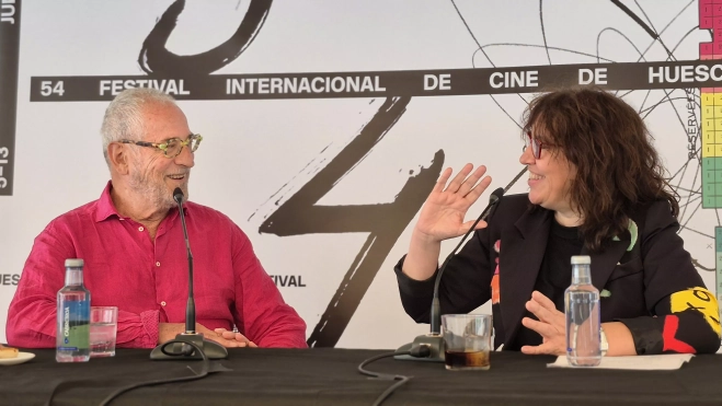 Lluis Miñarro y Chus Fenero, en el Festival de Cine de Huesca. Foto Myriam Martínez Lluis Miñarro y Chus Fenero, en el Festival de Cine de Huesca. Foto Myriam Martínez