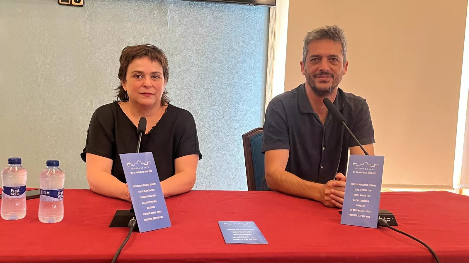 Pilar Barrio y Daniel Escolano en la presentación de Huesca es Jazz. Foto Mercedes Manterola