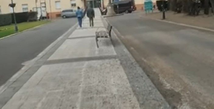 Los accesos al Hospital Provincial de Huesca, cubiertos por cacas de estorninos Los accesos al Hospital Provincial de Huesca, cubiertos por cacas de estorninos