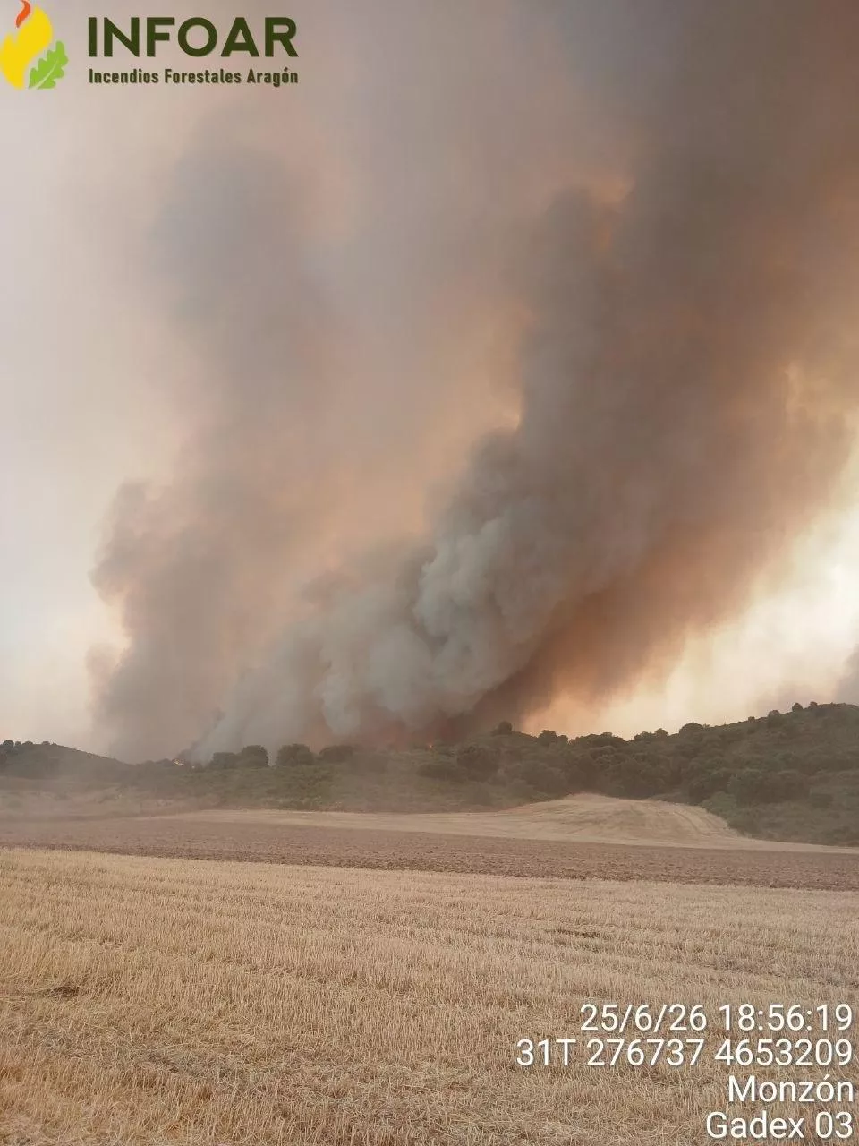 Incendio declarado en el término de Tamarite de Litera.