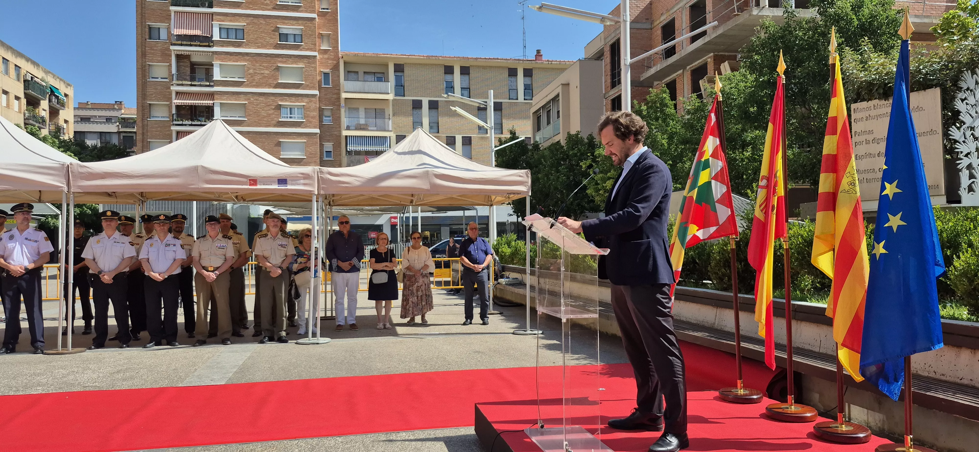 Borja Giménez Abad, en el homenaje en Huesca a las víctimas del terrorismo 2026. Foto Myriam Martínez