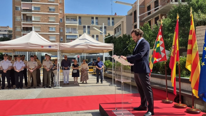 Borja Giménez Abad, en el homenaje en Huesca a las víctimas del terrorismo 2026. Foto Myriam Martínez