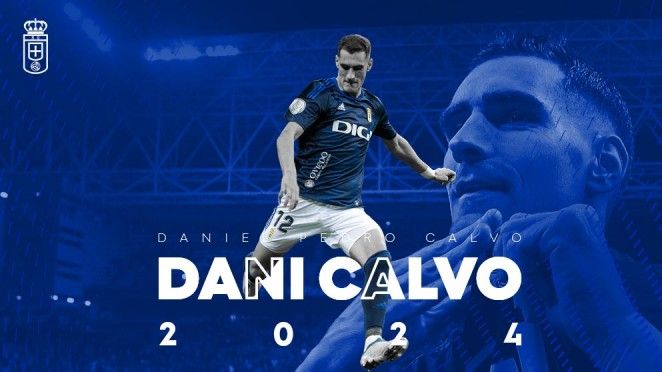 El anuncio del Oviedo de la ampliación de contrato de Dani Calvo.