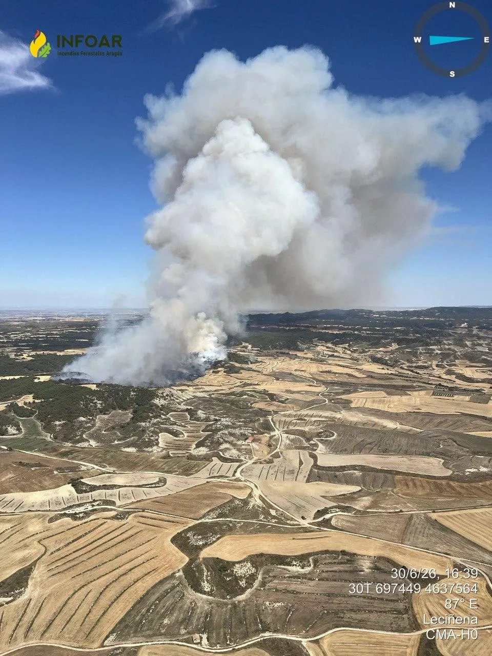 Incendio declarado este martes en la Sierra de Alcubierre