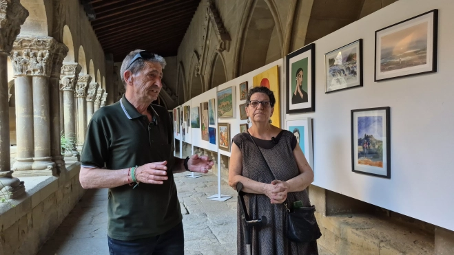 Marisa Torres y Rogelio Santolaria. Exposición del grupo Pintores del Casco en los claustros de San Pedro. Foto Myriam Martínez