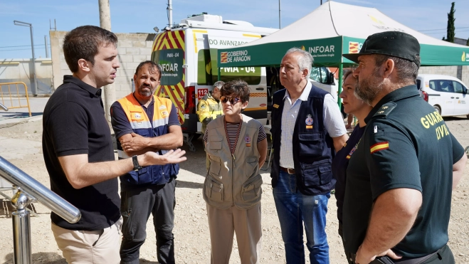 Delegados del Gobierno en Zaragoza y Huesca y representantes comarcales en el Puesto de Mando Avanzado.