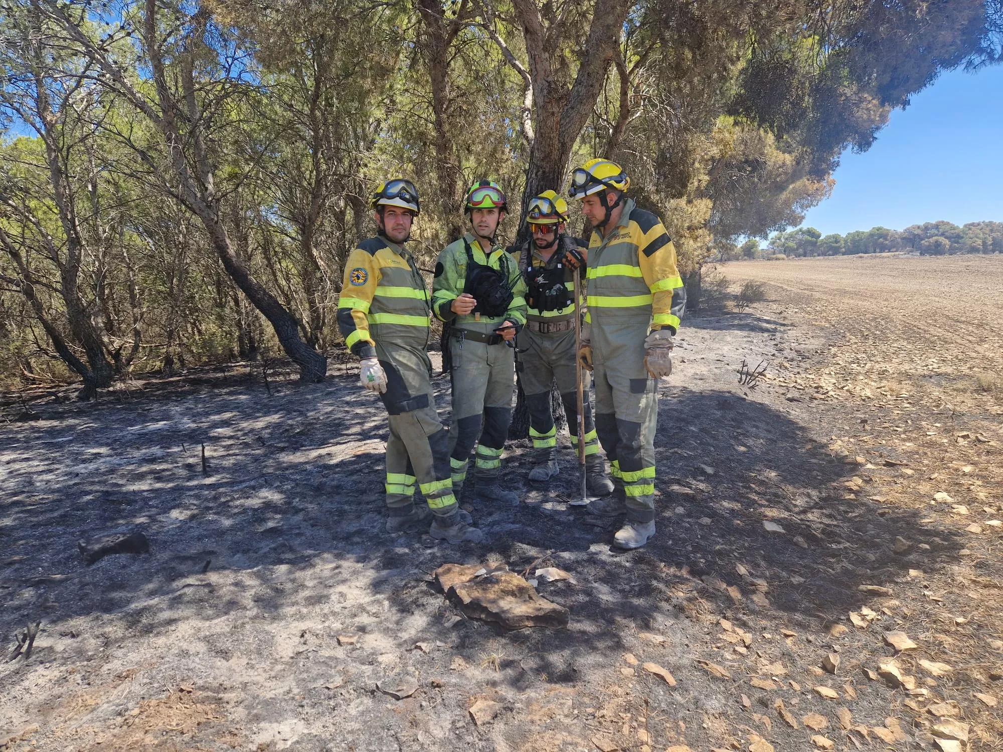 Operativo del Infoar trabajando en la Sierra de Alcubierre.