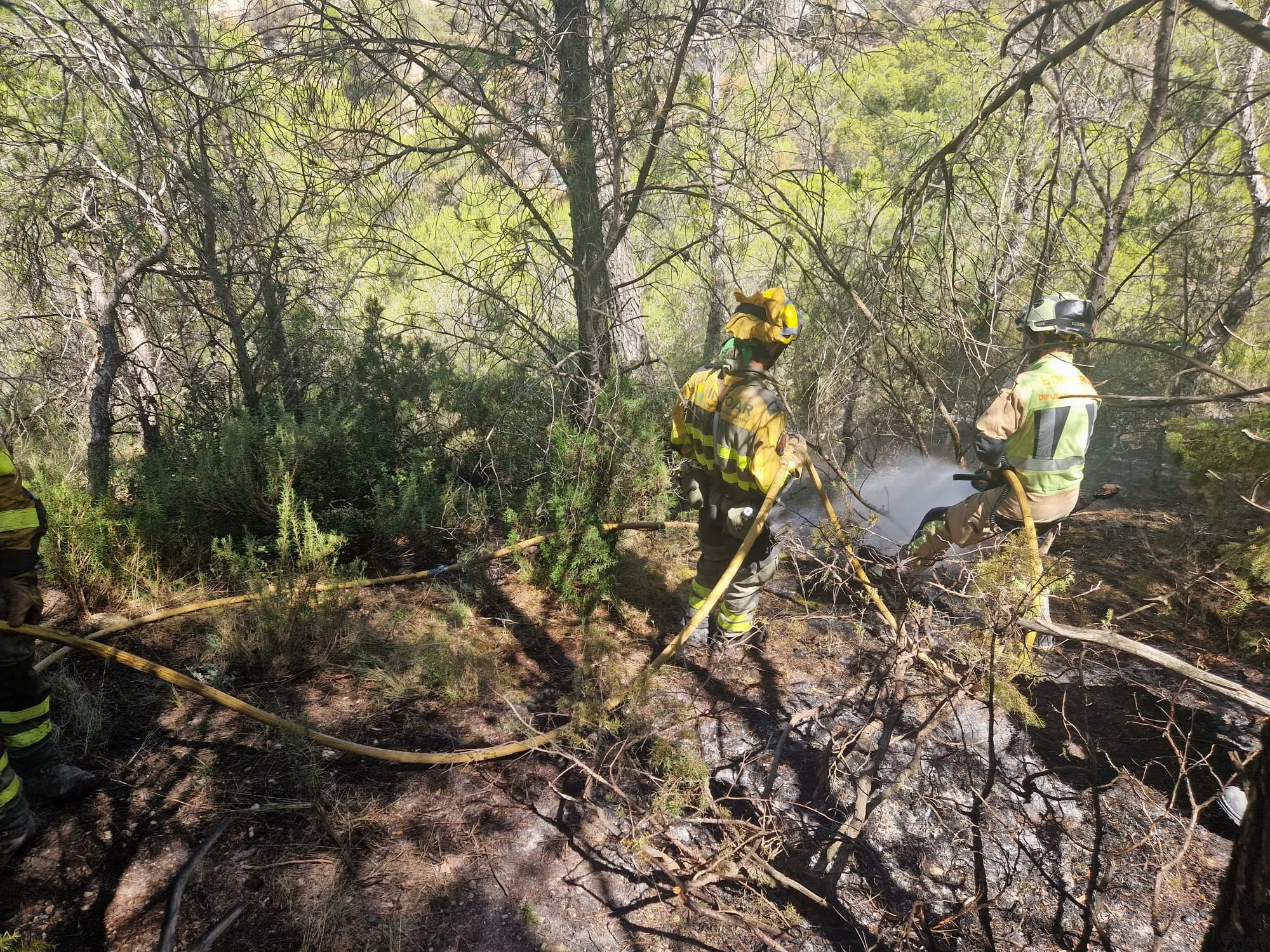 El incendio de la Sierra de Alcubierre entra en una nueva fase tras rebajarse al nivel más bajo de emergencia.