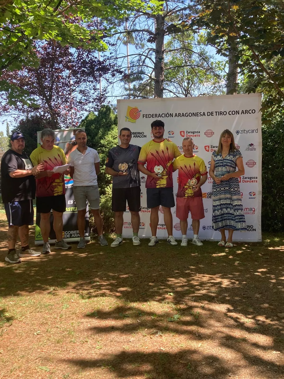 Podio de arco recurvo con Francho Rufas campeón. Podio de arco recurvo con Francho Rufas campeón.