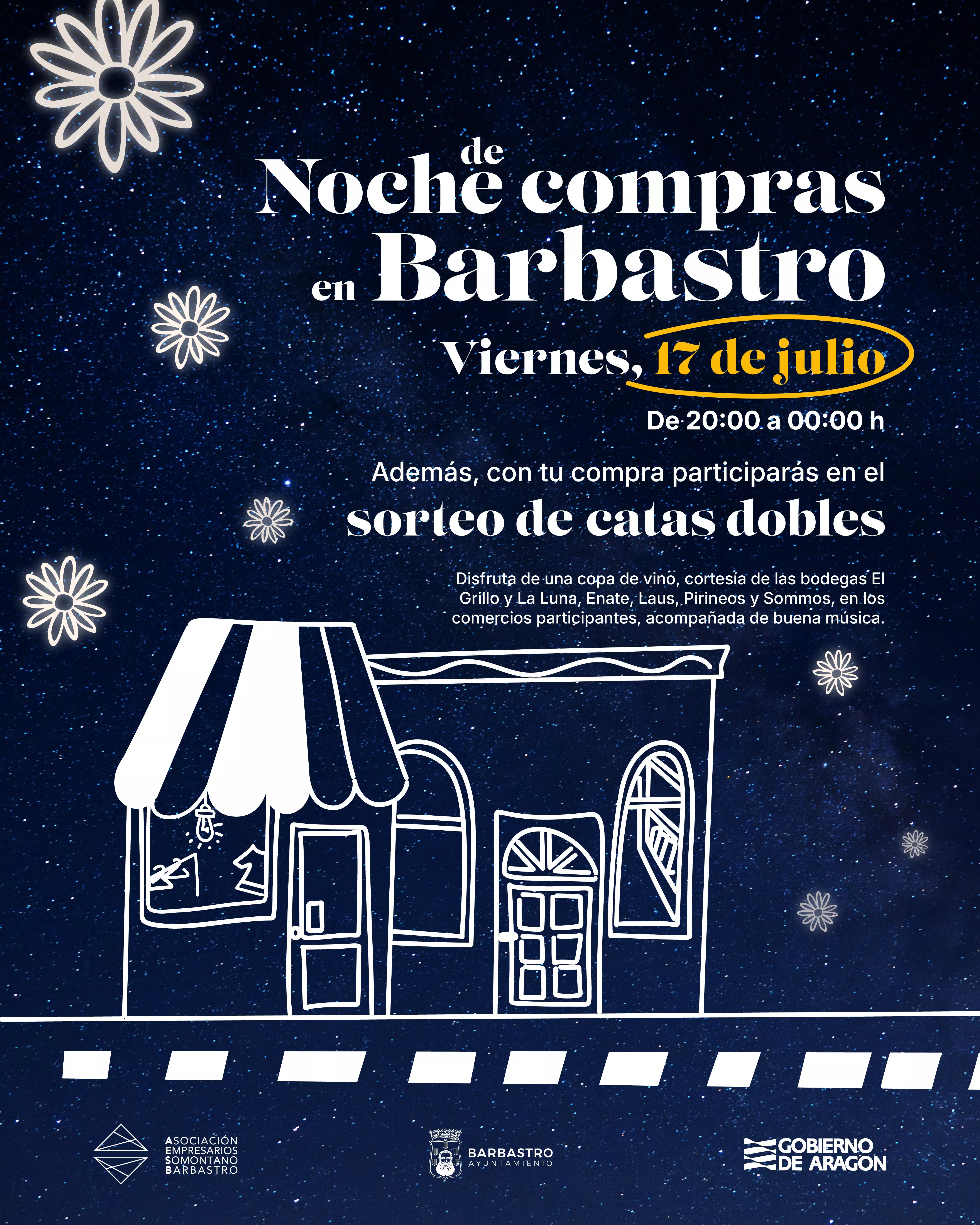 Cartel de la Noche de Compras en Barbastro. 