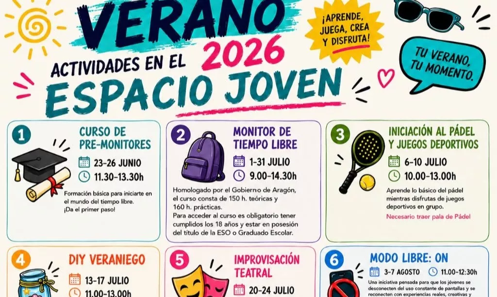 Programación del verano del Espacio Joven de Barbastro