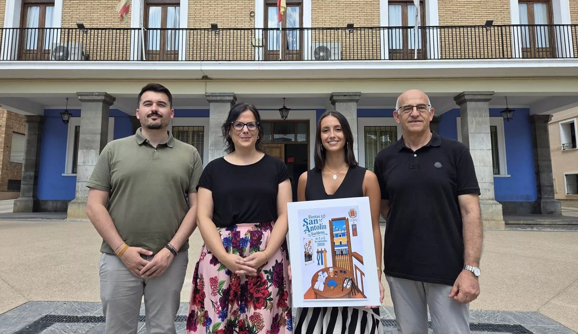 Ariste, Grau, Calles y Villellas en la presentación de la pregonera y el cartel de las fiestas de Sariñena.