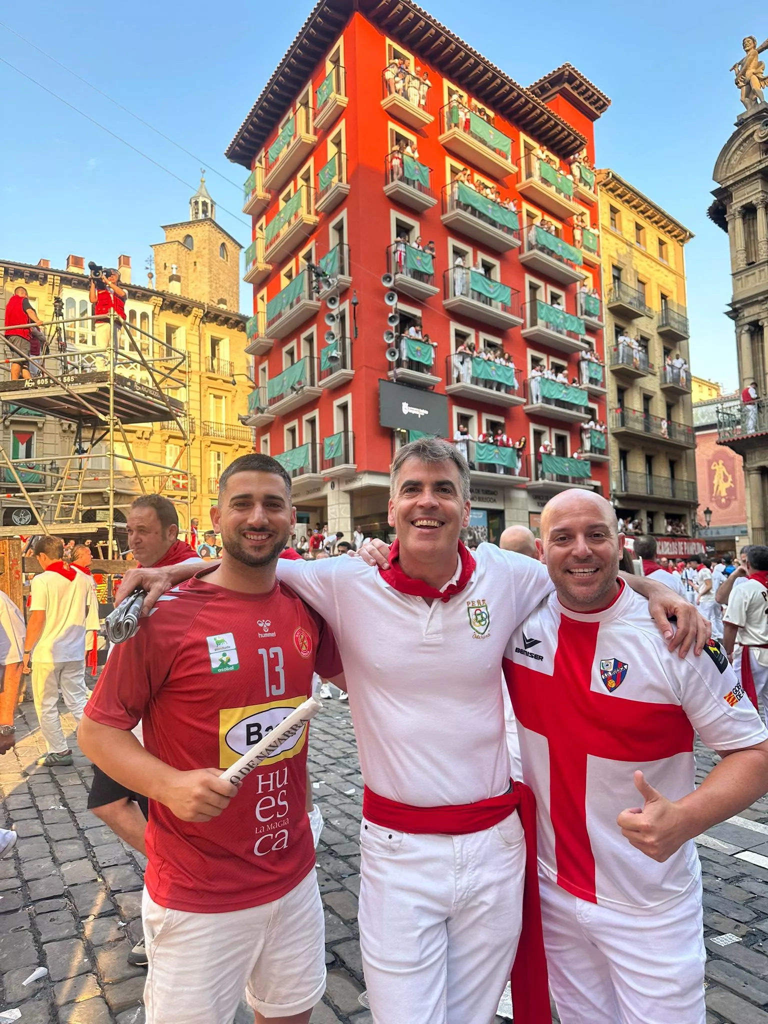 Luis Cabrero y Ángel Herranz en los encierros de San Fermín