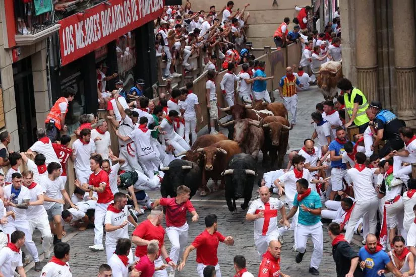 Luis Cabrero y Ángel Herranz en los encierros de San Fermín