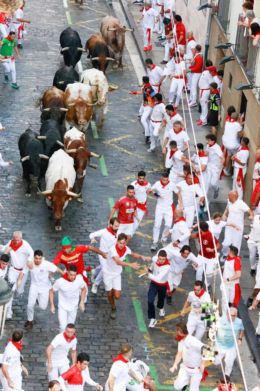 Luis Cabrero y Ángel Herranz en los encierros de San Fermín
