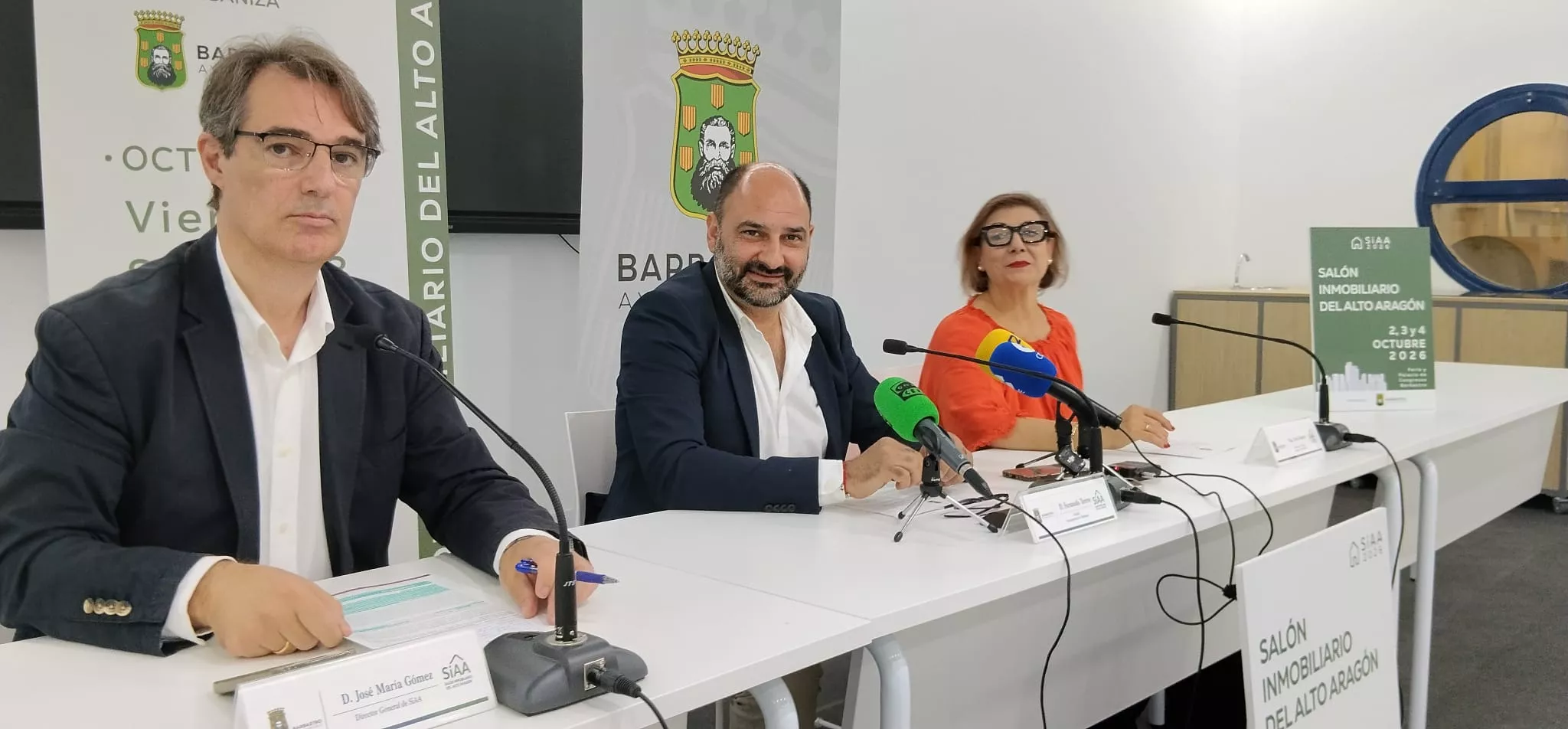 José María Gómez, Fernando Torres y Silvia Ramírez en la presentación del Salón Inmobiliario del Alto Aragón