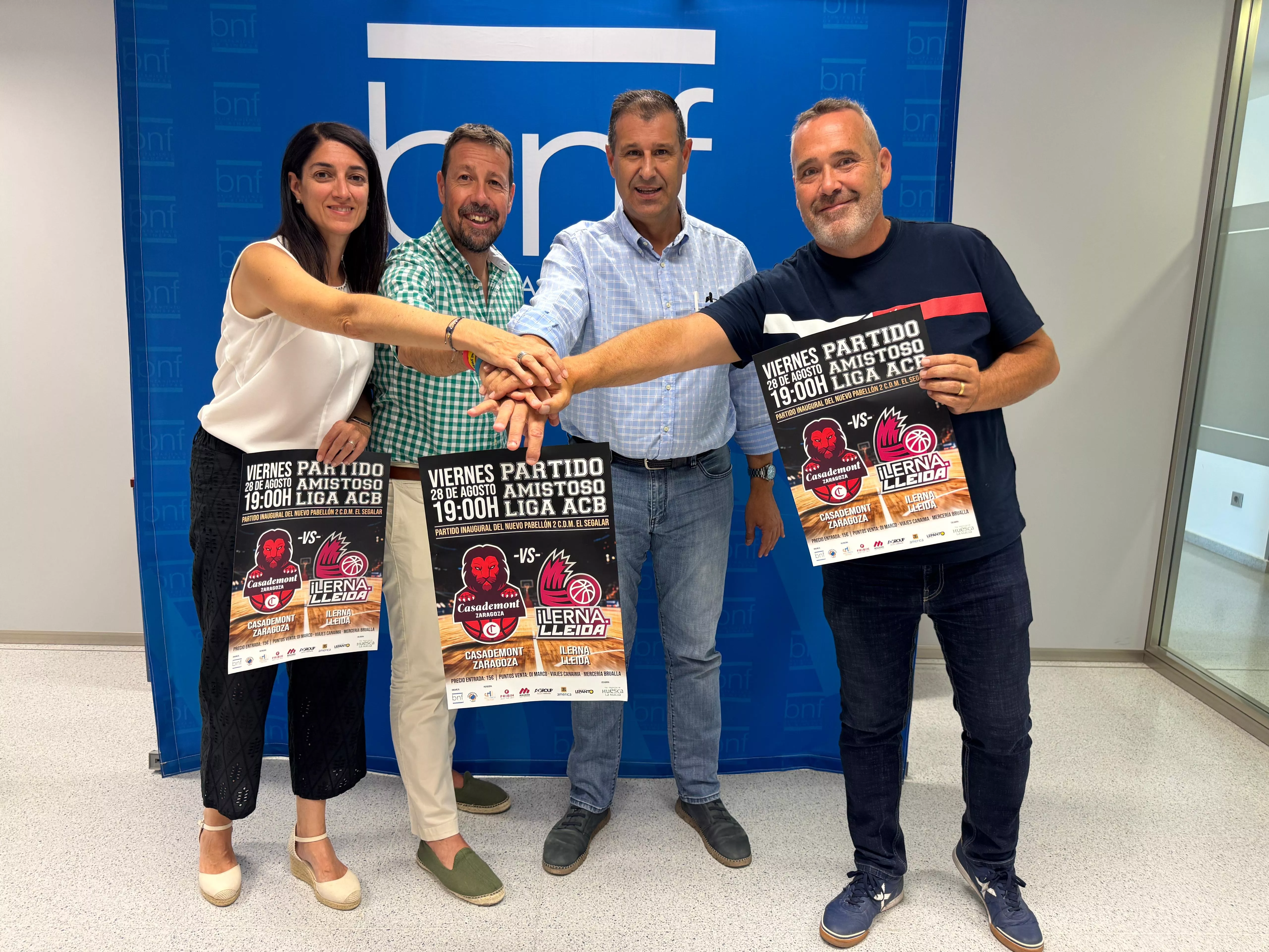Presentación del partido ACB en Binéfar entre Casademont Zaragoza y Lleida. Foto: Ayuntamiento de Binéfar