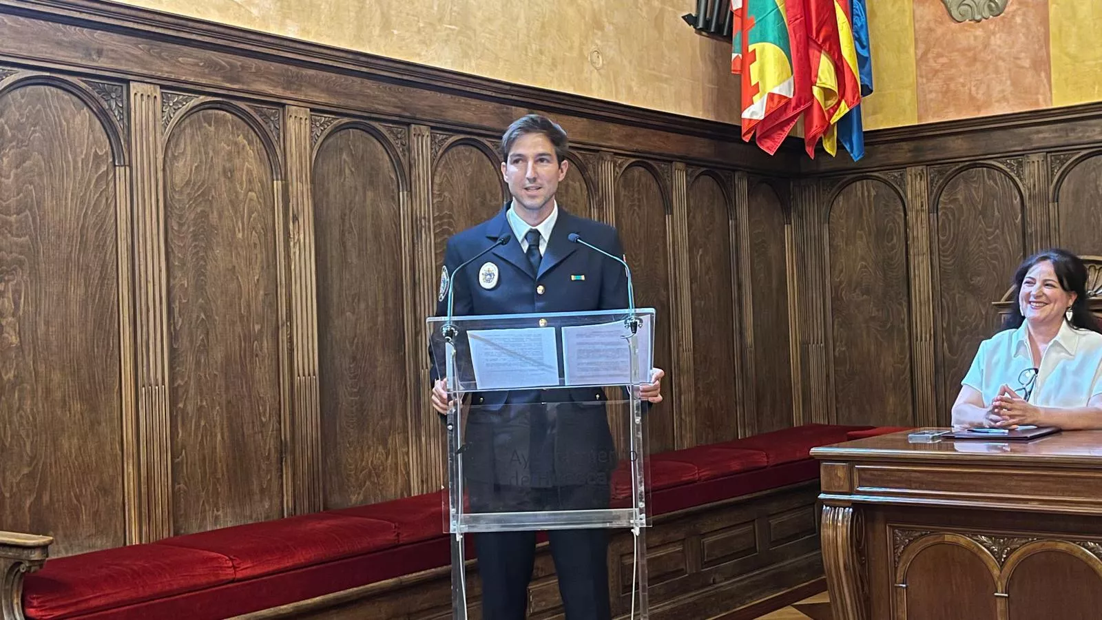 Toma de posesión de Ignacio Farjas como inspector jefe de los Bomberos de Huesca. Foto Mercedes Manterola