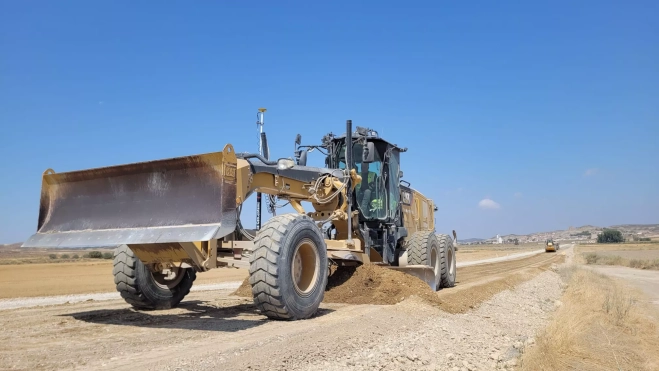 Trabajos de mejora de la N-230 en Castejón de Monegros. Trabajos de mejora de la N-230 en Castejón de Monegros.