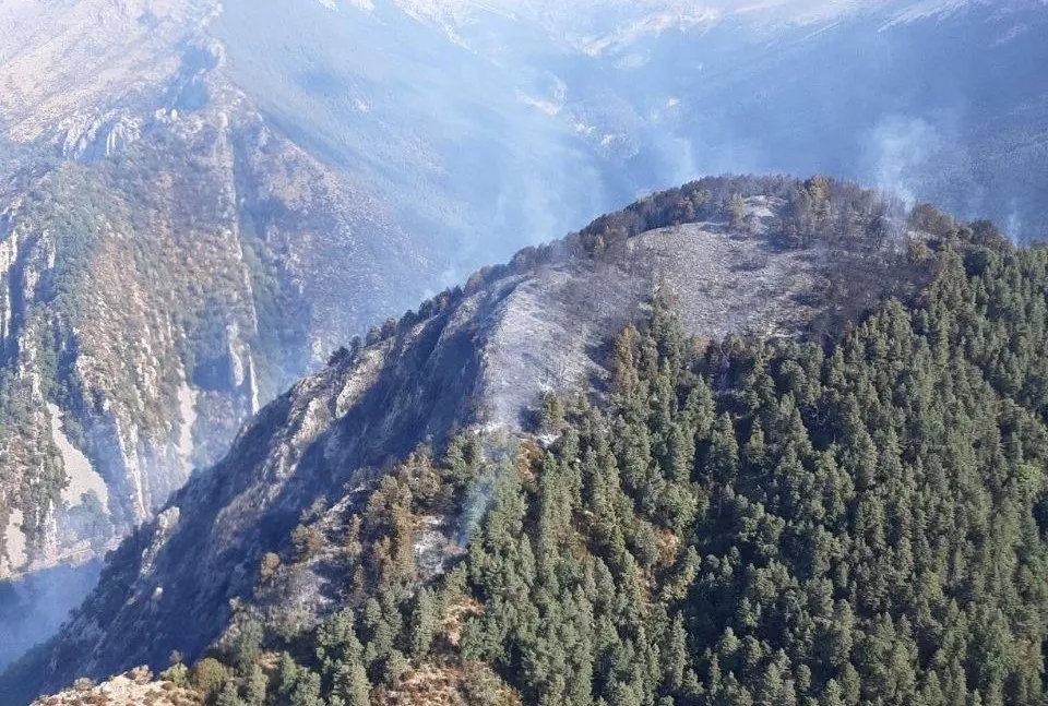 Imagen aérea del Infoar del incendio en Víu.