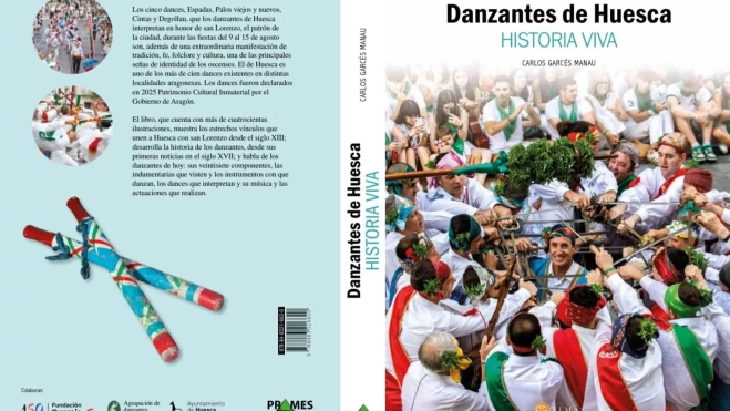 Portada y contracubierta del libro Danzantes de Huesca. Foto Myriam Martínez Portada y contracubierta del libro Danzantes de Huesca. Foto Myriam Martínez