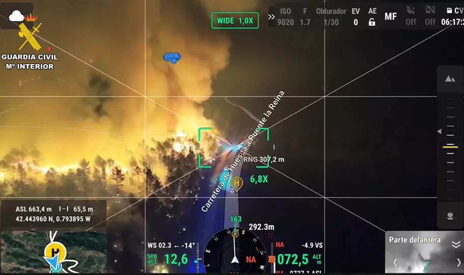 Incendio en el término de las Peñas de Riglos.
