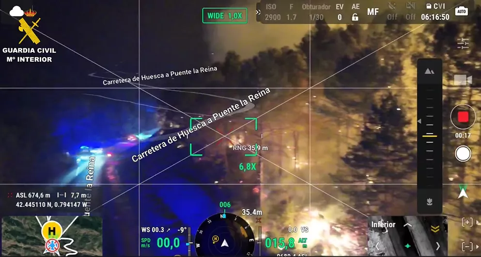 Incendio en el término de las Peñas de Riglos.