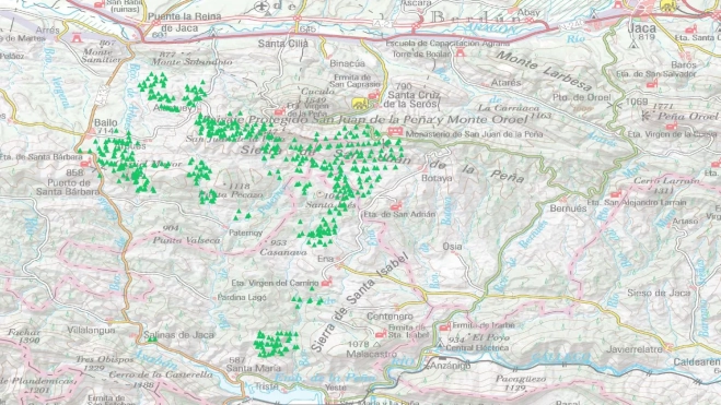 Mapa con el estado actual de fuego y puntos calientes (Fire /hotspots) creado con las fuentes de la NASA y el mapa IGN
