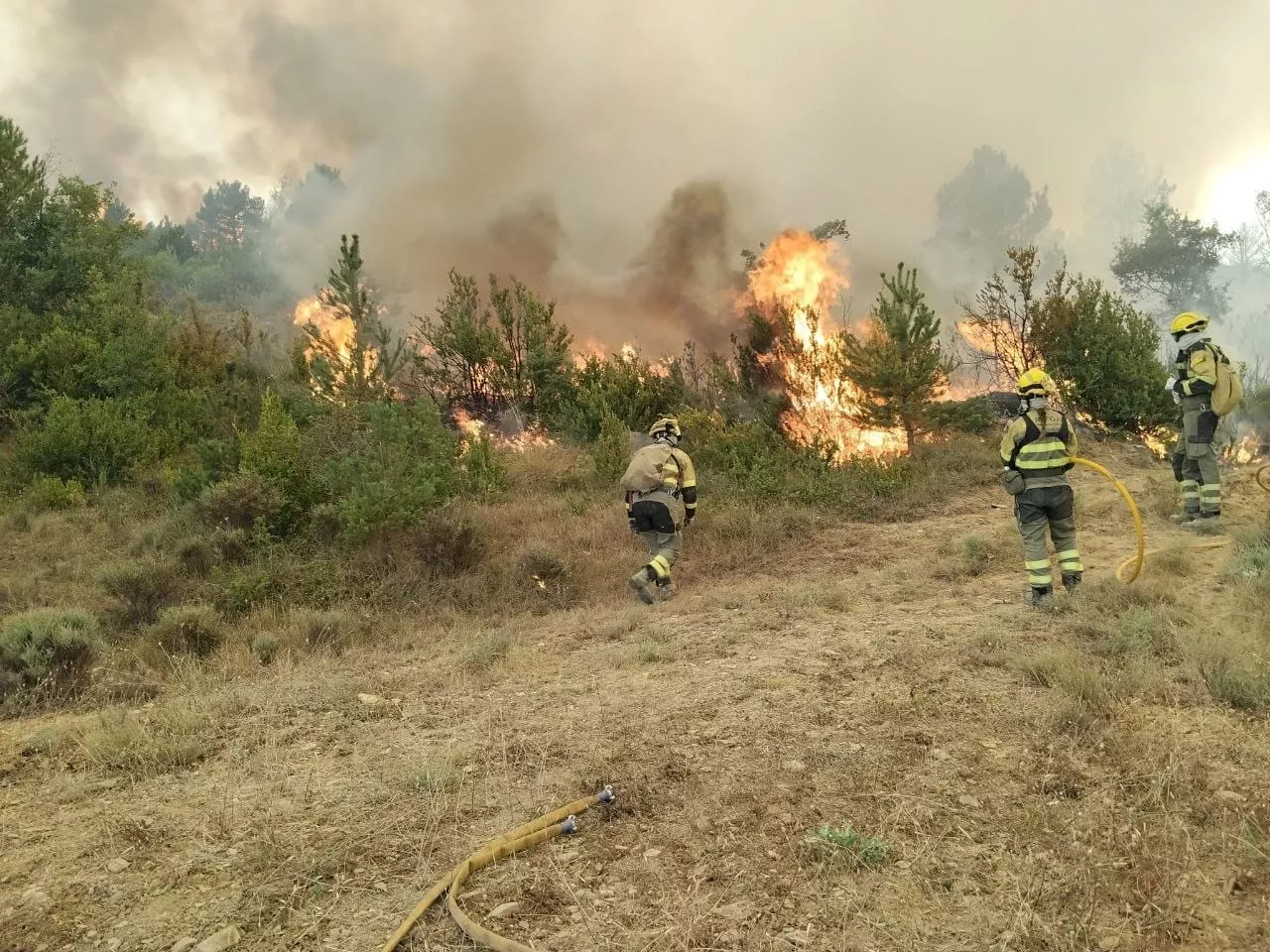 Trabajo en el incendio de Las Peñas de Riglos