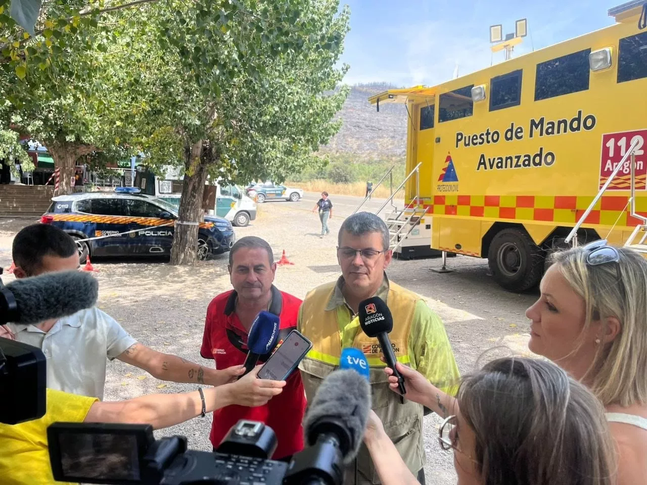 Raúl Gil y Francho Aso en el Puesto de Mando Avanzado
