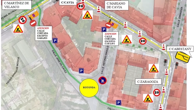 Plano con las modificaciones en la circulación en varias calles.