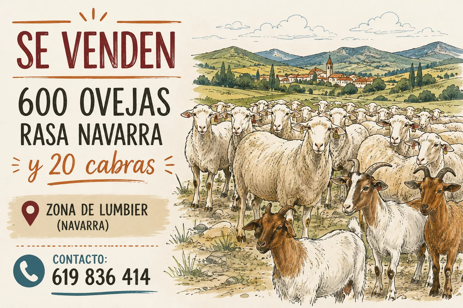 Se venden 600 ovejas Rasa Navarra y 20 cabras en la zona de Lumbier