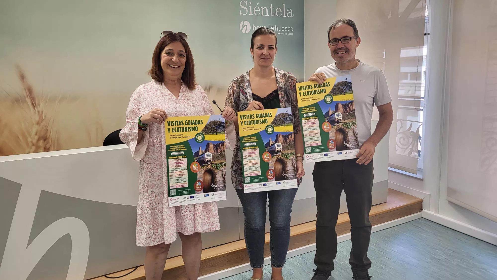 Susana Magán, Mónica Soler y Domingo Monaj en la presentación de las visitas guiadas y ecoturismo para descubrir el Prepirineo Aragonés