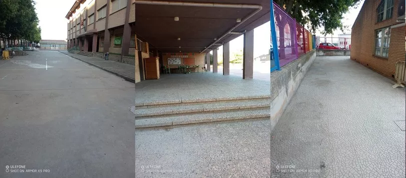 Huesca pone a punto los patios de los colegios públicos antes de la vuelta a las aulas.